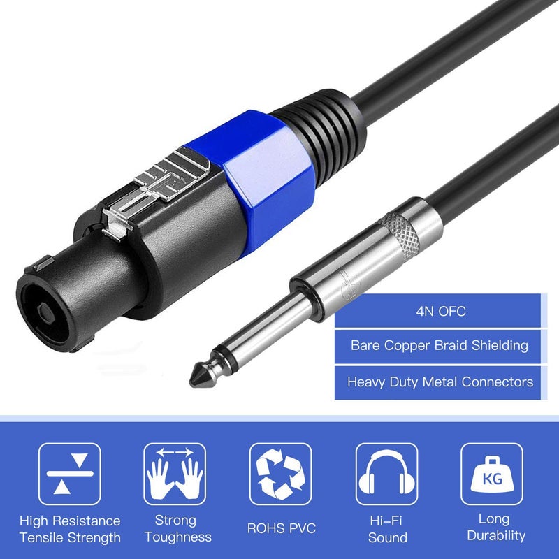 Yuyaokk 2Pack 25 ft Speakon to 1/4" Male Speaker Cables, Professional 12 Gauge AWG Wire Audio Amplifier Connection Cord, DJ/PA Wire with Twist Lock. - Image 3